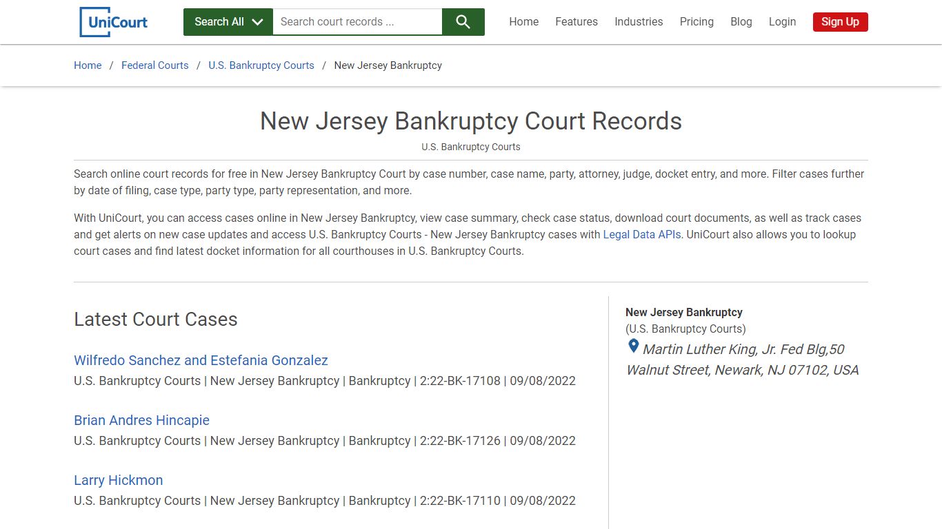 New Jersey Bankruptcy Court Records | PACER Case Search | UniCourt